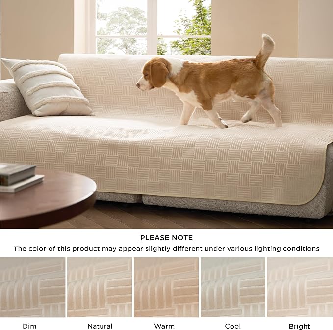 Bedsure Waterproof Bed Cover for Dogs Washable - Waterproof Blanket for Full Bed Couch Sofa Cozy, Lightweight Furniture Protector for Pet Cat Quick Drying, Sandy Tan, 82x82IN