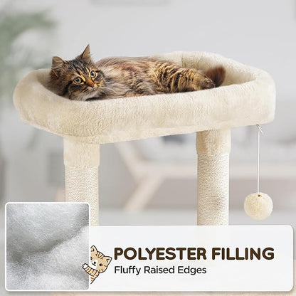 Yaheetech 54in Sturdy Cat Tree for Large Cats, Multi-Level Kitten Condo with Scratching Posts, Hammock & Top Perch, Indoor Pet Furniture for Kitties to Play, Climb, Scratch & Sleep, Beige