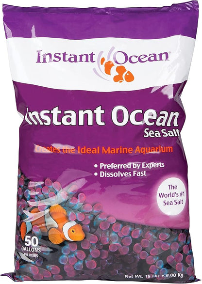 Instant Ocean Sea Salt 50 Gallons, For Marine Aquariums, Fast Dissolving