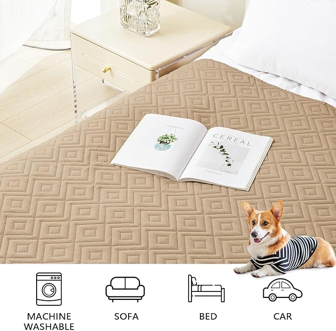 hyha Waterproof Dog Blanket, Soft Pet Bed Blankets, Waterproof Sofa Couch Cover for Dogs Washable, Reversible Pet Couch Covers for Sofa Furniture (30x80 Inch, Camel/Beige)