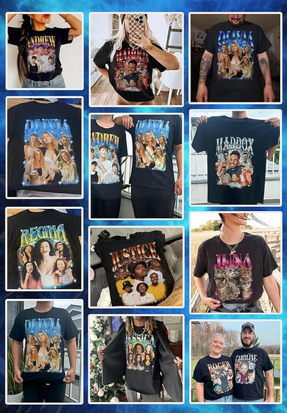 Custom Bootleg Rap Shirt with Photo Text, Vintage Custom Picture Shirt for Girlfriend, Boyfriend, Dad, Mom, Pet Lover Friend