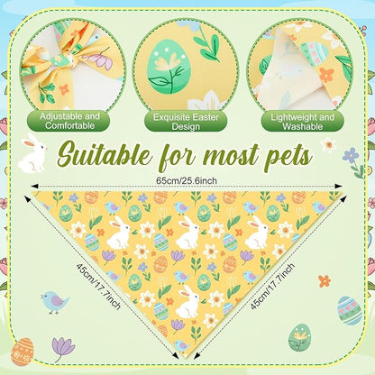 Weewooday 50 Pcs Easter Dog Bandanas Bulk with Bunny Rabbit Egg Carrot Pattern Soft Bibs Adjustable Triangle Pet Scarf Bowtie for Small Medium Large Costume Grooming(25.6 x 17.7 x 17.7 Inch)