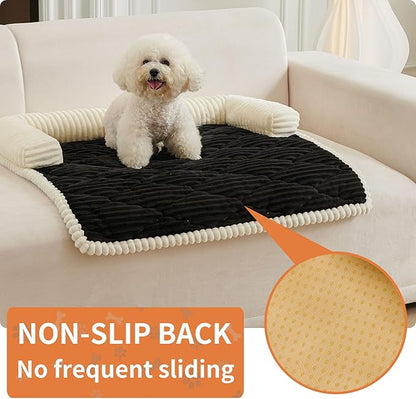 HAOMAIJIA Dog Couch Bed for Medium Dogs, Non Slip Pet Couch Covers for Sofa Thick Soft Washable Dog Couch Cover Protector All Seasons Universal Dogs and Cats Bed Mat (Black, Medium)