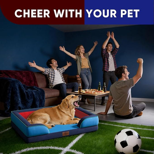 Comfort Expression Orthopedic Dog Bed for Large Dogs 36x27 Inch, Waterproof Egg Crate Foam Large Pet Bed with Removable Bolsters, Dog Couch with Washable Cover & Non-Slip Bottom, Philadelphia