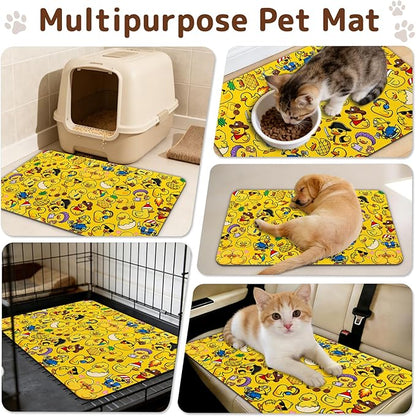 Dog Food Mat for Bowls, Absorbent Quick Dry Dog Cat Mats for Food and Water, Non-Slip Backing Pet Mat Pet Supplies - Duck Pattern