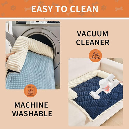 HAOMAIJIA Dog Couch Bed for Large Dogs, Non Slip Pet Couch Covers for Sofa Thick Soft Washable Dog Couch Cover Protector All Seasons Universal Dogs and Cats Bed Mat (Navy Blue, Large)