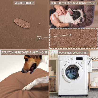 Dog Bed Cover Waterproof Replacement Machine Washable Covers for Dog Bed Heavy Duty Scratch Resistant Mattress Protector Pet Bed 24x18 Inch Brown Cover Only