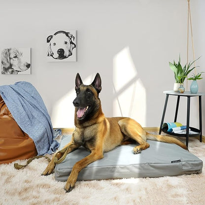 Explore Land Waterproof Dog Bed Cover Canvas Washable Dog Crate Pad Replacement Cover for 48 Inch Crate, 46Lx29Wx4H inch, Gray