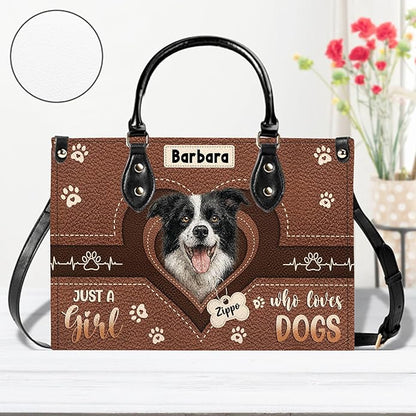 Personalized Pet Mom Leather Handbag – Custom Name Dog Cat Photo Purse, Pet Lover Gifts for Women, Christmas
