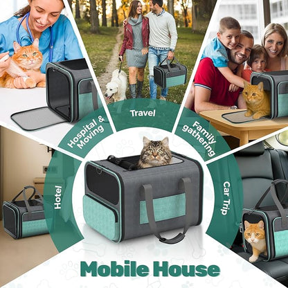 Cat Carrier for Airline Approved: Soft-Sided Cat Carrier Expandable for Small Dogs up to 15LBS - Pet Travel Bag for TSA Approved - Breathable for Airplane Camping Outdoor