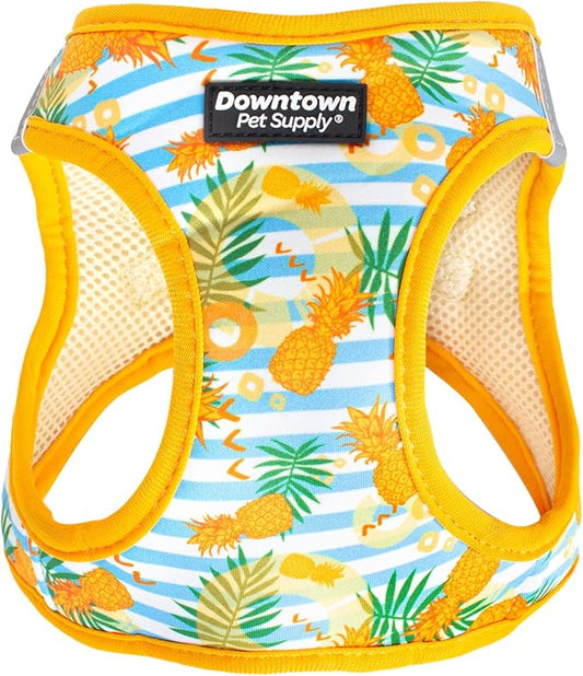 Downtown Pet Supply Step-in Dog Harness – No Pull, Adjustable Padded Mesh with Reflective Trim, Secure Buckle Strap – Comfortable & Breathable Small Dog Harness, Large, Pineapple