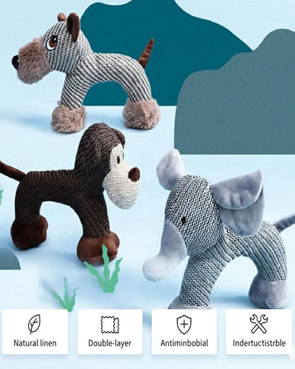 Linen Safari Companions - Linen Dog Toy, Chew-Resistant Natural Linens Squeaky Safari Animal for Small to Medium Dogs, Helps Reduce Destructive Chewing for Indoor Play and Boredom Relief (Sheep)