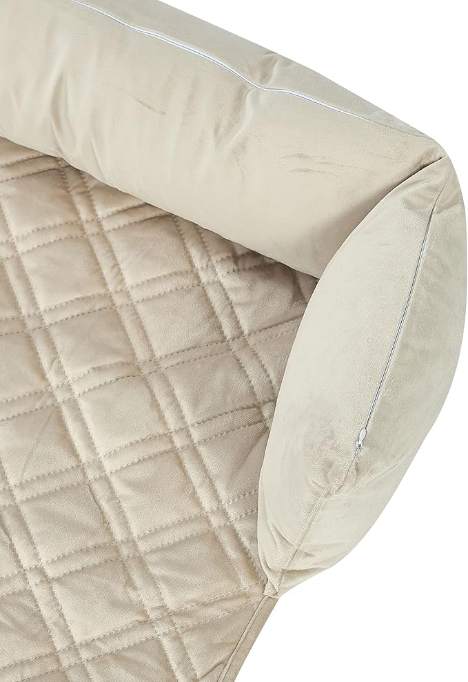 Brilliant Sunshine Premium Calming Dog Bed Mat, Silky Velvet, Removable Washable Cover, Cushion Protector and Couch Covers for Dogs, Pets, Cats, Large, Beige Natural