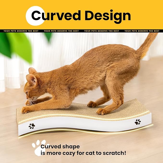Cat Scratcher, Durable Scratch Pad, Corrugated Cardboard Scratching Board for Indoor Cats, Heavy Duty, Double-Sided Usability, Recyclable, with Catnip, Medium, 4 Packs