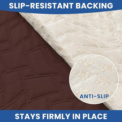Waterproof Dog Bed Cover Pet Blanket, Soft Couch Cover for Dogs Washable, Non-Slip Dog Blanket Protect Furniture Couch Sofa Car for Puppy Large Dogs Cat (82x102 Inch, Coffee)