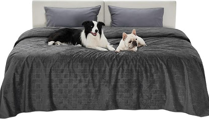 Bedsure Waterproof Bed Cover for Dogs Washable - Waterproof Blanket for King Bed Couch Sofa Cozy, Lightweight Furniture Protector for Pet Cat Quick Drying, Charcoal, Cal King，82x120IN