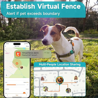 GPS Tracker for Dogs and Cats, Mini Cat & Dog GPS Tracker with Health Monitor and GPS Dog Fence, Waterproof GPS Pet Tracker, Works with Any Collar (Android and iOS Universal)