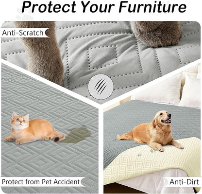 hyha Waterproof Dog Blanket, Soft Dog Bed Cover Pet Blankets, Waterproof Sofa Couch Cover for Dogs Washable, Reversible Pet Couch Covers for Sofa Furniture (30x70 Inch, Grey/Beige)