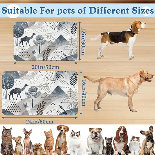 Watercolor Desert Camel Pet Feeding Mat for Floors–Christmas Stocking Absorbent Quick Dry Dog Cat Bowl Mat for Food and Water, Non Slip Waterproof Base, Mess-Free Feeding Accessories 16"x24"