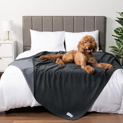 PetAmi Waterproof Dog Blanket for Extra Large Pets Dogs Cats, Large Pet Couch Cover Protector for Furniture, Reversible Washable Soft Fleece Cat Blanket for Bed Couch Sofa, 60x80 (Gray/Light Gray)