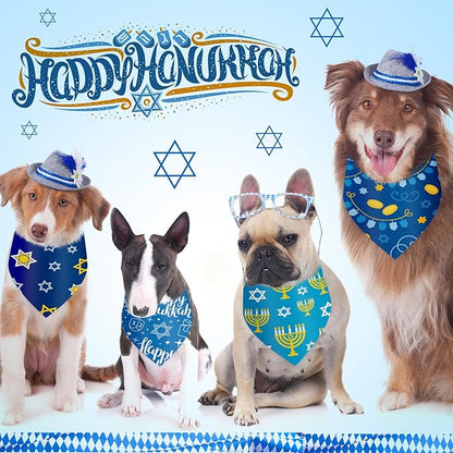 Abbylike 50 Pcs Hanukkah Dog Bandanas Bulk Blue Bandanas for Dogs Triangle Kerchief Bibs Scarf Set for Pet Hanukkah Costume Photo Props Accessories Pet Shops, 25 Styles (25.6 x 17.7 x 17.7)