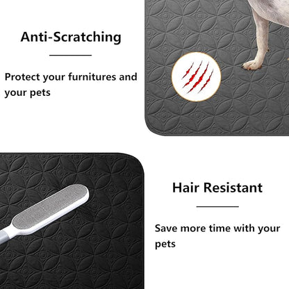 Waterproof Dog Blanket, 82x102 inches Pet Couch Covers for Sofa, Bed Furniture Protector from Dogs Washable and Reversible-Black+Darkgrey