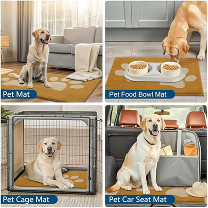 Buganda Dog Door Mat for Muddy Paws, Absorbent Dirt Trapper Washable Indoor Doormats, Non Slip Low-Profile Mud Mat for Dogs, Front Entrance Doormat for Inside Floor (48x30 Inches, Yellow)