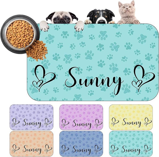 24" X16" Personalized Dog Cat Mat with Name Photo Custom Placemat Feeding Mats for Food and Water Customized Non-Slip Waterproof Doormat for Bowls Outdoor Indoor Floors Gifts for Pet Owner