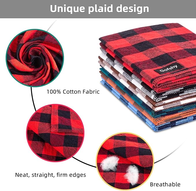 Boy Dog Bandana XLarge-Blue Black Dog Scarf Buffalo Plaid Printing Adjustable Bib Handkerchief Accessories for Large Dogs (XL)