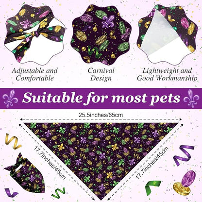 Abbylike 50 Pcs Mardi Gras Dog Bandanas Bulk Purple Green and Gold Bandanas for Dogs Triangle Kerchief Bibs Scarf Set for Pet Carnival Costume Photo Props Accessories Shops (25.6 x 17.7 x 17.7)