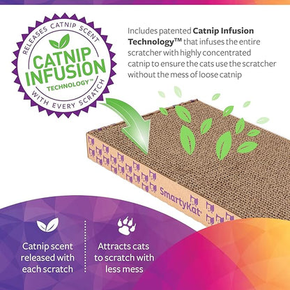 SmartyKat Scratch Up Corrugated Hanging Cat Scratcher,Catnip Infusion Technology - Brown,Wide,(Pack of 6)