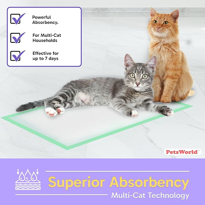 PETSWORLD Multi Cat Pad Refills for Cats Breeze Litter System, Ultra-Absorbent, Quick Dry - (600 Count, Unscented)
