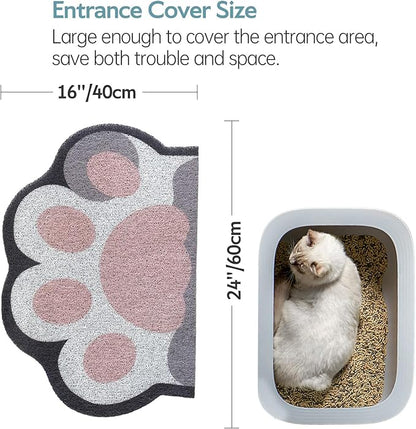 Cute Cat Litter Mat 24”x16”, Litter Box Mat, Litter Trapping Mat, Soft on Kitty Paws, Easy Clean, Anti Slip, Pet Accessories, Door Floor mats - White Pink60*40