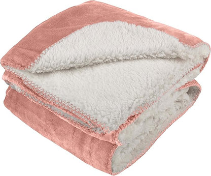 PETMAKER Dog Blanket - 60x80in Reversible Sherpa Blanket - Throw Blankets for Bed, Couch, Crate, or Car - Machine Washable Puppy Essentials (Pink)