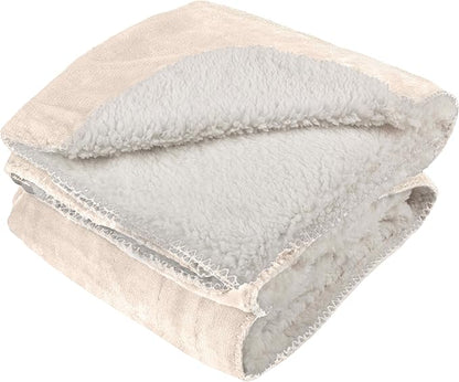 PETMAKER Dog Blanket - 60x70in Reversible Sherpa Blanket - Throw Blankets for Bed, Couch, Crate, or Car - Machine Washable Puppy Essentials (Cream)