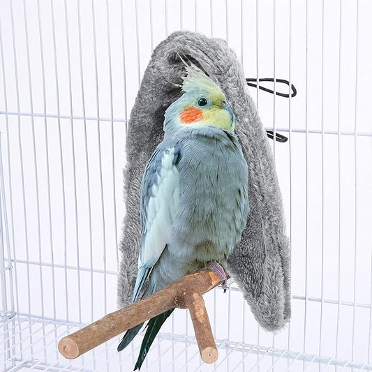 Comfort Corner Fleece Bird Blanket Parrot Cage Snuggle Hut Warm Bird Nest House Bed Hanging Hammock Toy for Parakeet Cockatiel Pigeon Small Animals Shelter Plush Bedding(Size M)