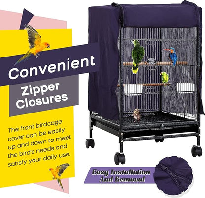 QBLEEV Birdcage Cover, Breathable Night Cover for Bird Cages, Parrot Cage Cover Shade Pet Universal Blackout Windproof Light-Proof Sleep Reduces Distractions Night Accessories Cloth Without Cage