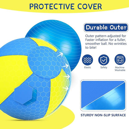 Herding Ball for Dogs and Horses - 18" Dog Herding Ball for Australian Shepherd Collie, Jolly Ball for Dogs Agility Equipment, Herding Ball Durable Bite-Resistant with Reinforced Stitching-Yellow&Blue