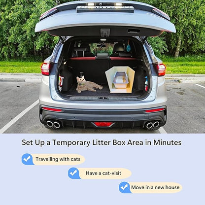 Extra Large Cat Litter Box Enclosure with Litter Mat, Open Top High Side, All-in-One Waterproof Splash Guard for Pet Litter Pan, Scratch Proof Cover for Cat Litter Boxes