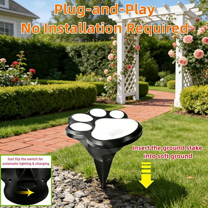 3pcs-Solar Paw Print Lights, Wireless of Cat Dog Animal Solar Lights Outdoor Garden Decor, IP55 Waterproof LED Yard Path Light, New Home Birthday Easter Gift for Pet Lovers (Colored Light)