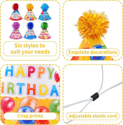 6pcs/Pack Dog Birthday Hats Party Hats for Large XL XXL Dog Boy Girl Birthday Costume Accessories