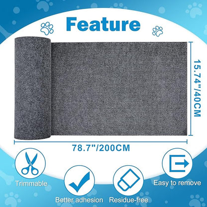 ENONCI Anti Scratch Pads for Cats, Furniture Protector for Couch Corners - 78.7x15.8 Inch Cat Scratching Mat, Replaceable Climbing Wall Scratcher