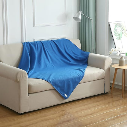 Fleece Throw Blanket Bulk Fleece Blankets Solid Lightweight Warm Soft Cozy Pet-Friendly for Home Bed Sofa Couch Dorm Office Wedding Gifts Travel Airplane for Seasons (Blue, Pack of 6-50x60 Inches)