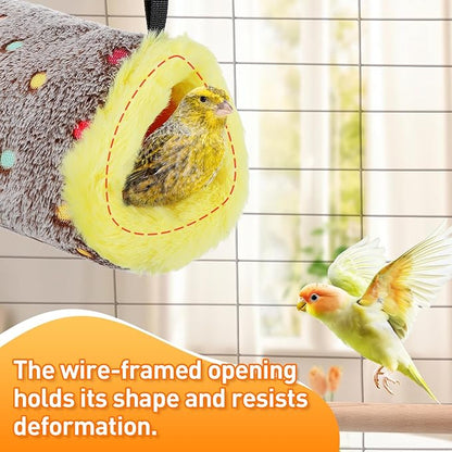 MEWTOGO Small Winter Warm Bird Nest for Cage - Comfortable Birds Bed with Support Plate, Hanging Shed Hideaway Hammock Hut Gift for Budgerigar Canaries Lovebirds