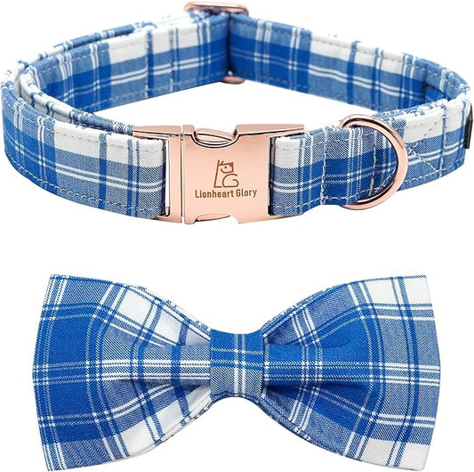 Lionheart glory Dog Collar, Boy Dog Collar Bowtie Blue Adjustable Dog Bowtie Collar Bows Dog Collar for Large Dogs