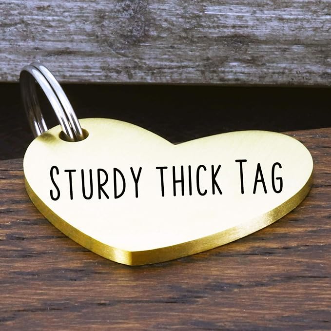 Ultra Joys Cat ID Tag Personalized Pet Tags, Durable Stainless Steel Small Pet Mini Dog Cat Tag Lightweight -Heart Tag in Gold