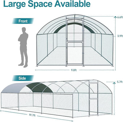 Large Chicken Coop, Chicken Coops for 30 Chickens, Chicken Runs for Yard with Water Poof & UV Resistance Cover, Dome Roof Chicken Coop Run with Double Lockable Doors for Outdoor Backyard