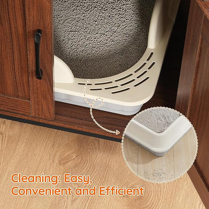 HOOBRO Litter Box Enclosure, Litter Box Furniture with Storage, 2-in-1 Hidden Cat Furniture with Shelf, 2 Dangling Plush Balls and 1 Toy Ball, Large Wooden Cat Washroom, Walnut WL78MW01