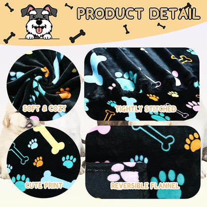 Rezutan Dog Blankets for 3 Pack Large Medium Pet Cat, Soft Fuzzy Washable Blanket, Comfort Flannel Suitable for Dogs Kennels & Beds, Sofas, Furniture, Gifts Puppy Essentials, 41 x 31 inch, Black