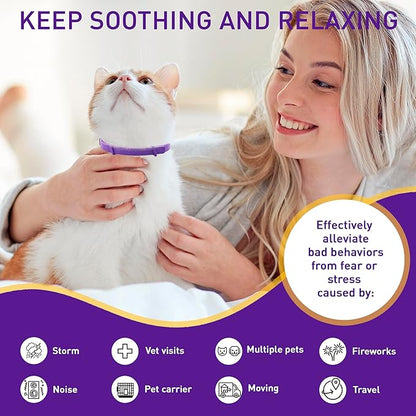 4 Pack Calming Collar for Cats – Pheromone Cat Calming Collar Cat Anxiety Relief and Stress – Adjustable Water Resistant Breakaway Calming Collars Natural Ingredients Pheromones Rapid Effect
